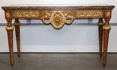 Quality Maitland Smith Varigated Marble Top Gilded Directoire Console Table • $2655