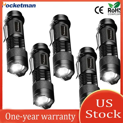 4PCS LED Flashlight Zoomable Pocket Clip Tactical Torch 3Mode Mini Hand Lamp • $10.99