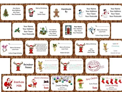 £2.50 • Buy 24 Personalised Christmas Xmas Stickers Labels Address Gift Tag Santa Reindeer 