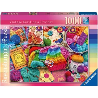 Ravensburger 17620 Vintage Knitting & Crochet Nostalgia 1000 Piece Jigsaw Puzzle • $30.92