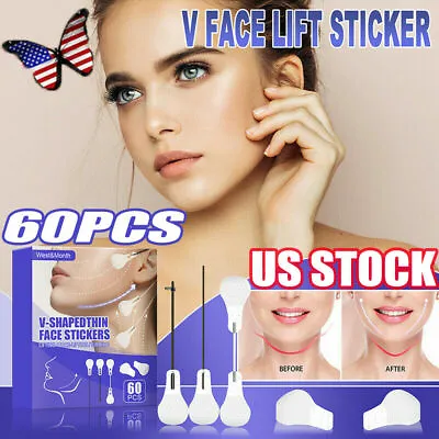 $7.82 • Buy 60PCS/Set Instant Face Neck Eye Lift Face Lift V Tapes Shape Tape Anti Wrinkle