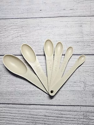 Vintage FOLEY Plastic Measuring Spoons Set Of 6  Nesting - Almond Color • $15