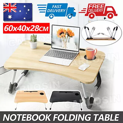 Laptop Stand Table Foldable Desk Computer Study Bed Adjustable Portable Cup Slot • $15.85