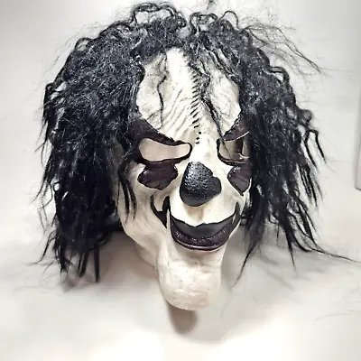 $19.99 • Buy Halloween Mask Scary Clown Latex Adult Costume White Black Hair Full Head Crazy