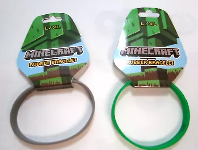 Lot Of 2 Minecraft Diamond Ore And Creeper Rubber Bracelet Brand New Size L/XL • $6