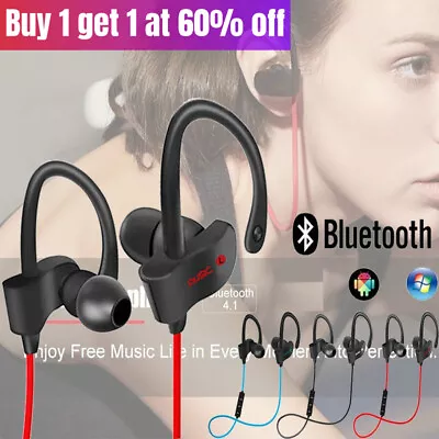 Sweatproof Wireless Bluetooth Earphones Headphones Sport Gym For Samsung IPhone • £4.12