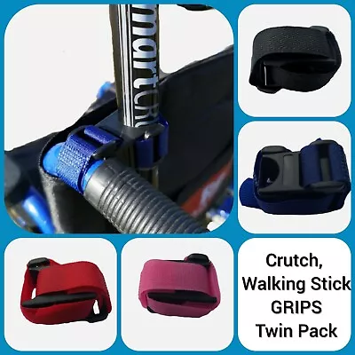 Walking Stick & Crutch Holder Grip For Wheelchair Rollator Walking Frame X2 • £9.99