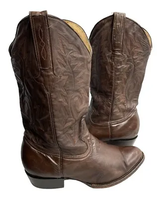 Montana Vintage Brown Embroidered Leather Western Cowboy Boots Men's 9 E • $33.99