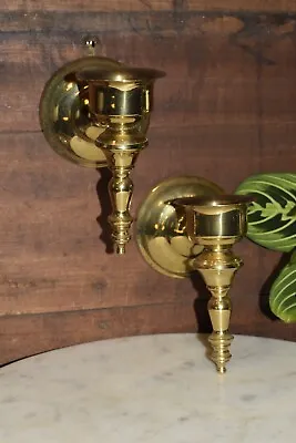 Vintage Brass Sconces Wall Candle Oil Lamp Holder ~ Set Of 2 • $25