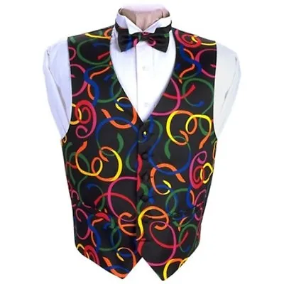 Mardi Gras Serpentine Tuxedo Vest And Bow Tie • $148.50