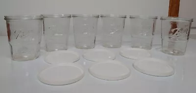 Set Of Six Vintage Ball Canning Freezer Jars With White Plastic Lids Made In Usa • $19.96