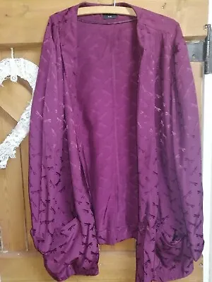 £37.50 • Buy Vintage Oasis Burgundy Long Silky Boho Jacket  Perfect For Evening And Festivals