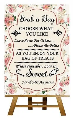 £9.95 • Buy Roses Shabby Chic Candy Buffet Sweet Cart Poem Personalised Wedding Sign