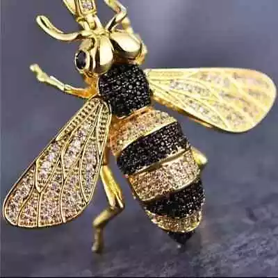 2.30 Ct Round Cut Real Moissanite Pretty Bee Pendant 14K Yellow Gold Plated • $173.01