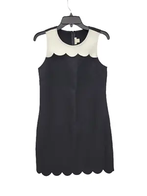J Crew Dress Womens 0 Black Ivory Colorblock Scalloped Sleeveless Sheath • $16.32