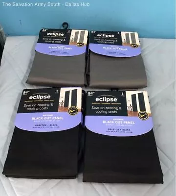 Eclipse Rod Pocket Black Out Panel Curtains - 2x Black - 2x Grey - 84  • $9.99