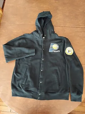 Indiana PacersMens XXL 2X Hooded Snap Sweatshirt Jacket Black NBA • $25