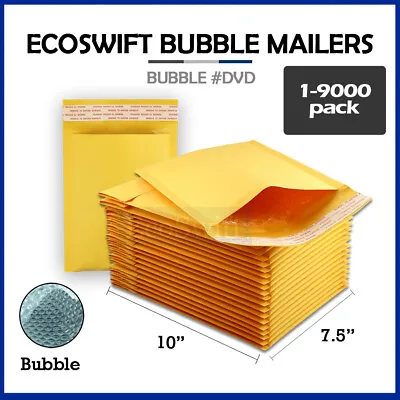 1-9000 #0 DVD 7.5x10  EcoSwift  Kraft Bubble Mailer Padded Envelope Bag 7.5 X 10 • $20.99