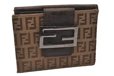 Authentic FENDI Vintage Zucchino Bifold Wallet Purse Canvas Leather Brown 2426I • $1.25