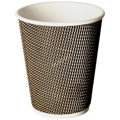 VIP Luxury Ripple Disposable Recyclable Coffee Paper Cups Hot Cold Drinks 3 Ply • £5.99