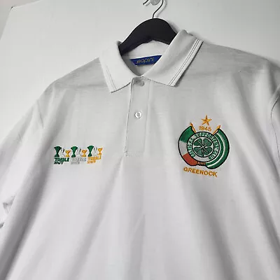 £14.95 • Buy Celtic Supporters Club Mens Polo Shirt White Embroidered Greenock Treble 1945