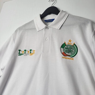 £14.95 • Buy Celtic Supporters Club Mens Polo Shirt White Embroidered Greenock Treble 1945