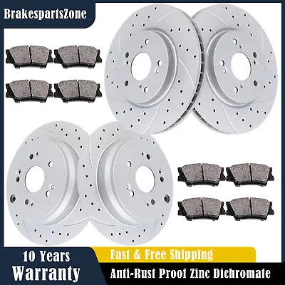 $151.99 • Buy Fit For Honda CR-V 2007-2016 Front And Rear Slotted Drilled Brake Rotors Pads