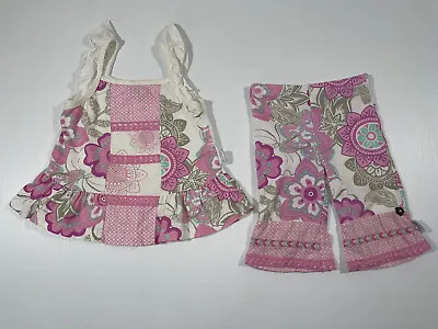 Naartjie Girl’s Baby Pink Floral Print Tank Top Crop Pant Summer Set Size 12-18M • $17.24