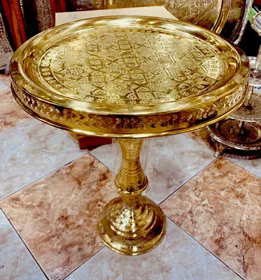 Moroccan Traditional Brass Tray Table • $295