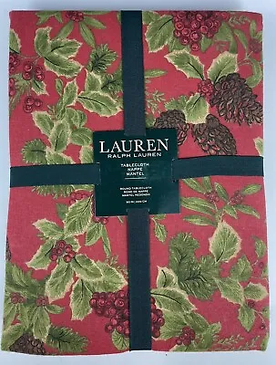 Lauren Ralph Lauren Tablecloth Nappe Mantel Round 90”  Christmas Holly New!! • $35