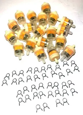 20 X Motorcycle InLine 1/4 3/16 Gas Fuel Filter ATV Snowmobile JETSKI W/ CLAMPS • $16.95