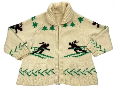 Cowichan Vintage Ski Skiing Wool 1960's Sweater Jacket Men's Large L • $212.49