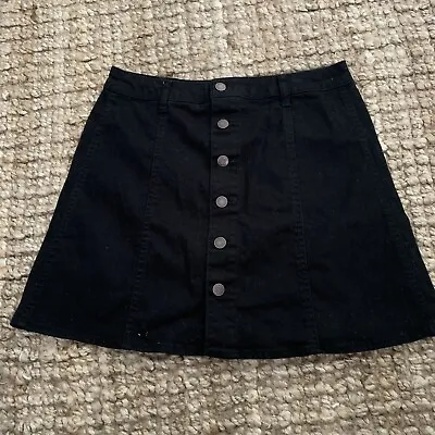 Mossimo Supply Co. Skirt Womens Size 10 Black Button Front Denim Mini Stretch • $12.76