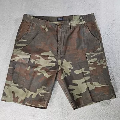 Levis Mens Size 40 Heavy White Tab Cargo Shorts Camouflage Pressed Cotton • $15.95