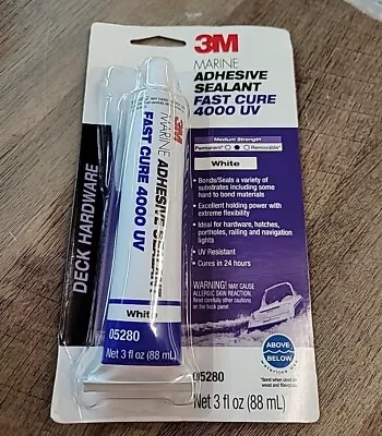 3M Marine Adhesive Sealant 4000 UV Fast Cure White 3 Oz Tube 05280 Free S/H • $15.95