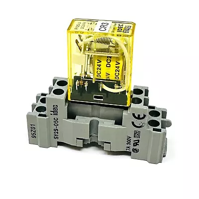 IDEC RY2S-U Miniature Relay DC 24V W/ SY2S-05C DIN Mount Fingersafe Socket Base • $14.97