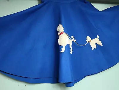 Felt Blue Charades Poodle Skirt Child Girls Costume Rhinestone Eyes Collar Vtg • $22.99