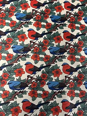 Japanese Birds Flowers  100% Cotton Fabric. Per Metre • £5.99