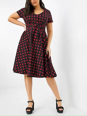 Ladies Joe Browns Black & Red Sassy Spot Dress Size 12 • £29.99