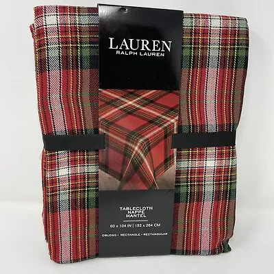 Ralph Lauren Red Plaid Christmas Tablecloth 60x104 Nappe Mantel Rectangle • $54.99