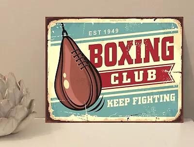 1x Boxing Club Rustic Retro Metal Plaque Sign Gift House Novelty (mt112) • £3.99