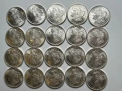 Roll Of 20 Morgan Silver Dollars Dated 1921 Ultra High Grade BU MS Lot Coins • $749