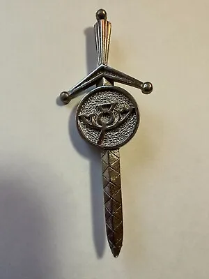 Vintage Scottish Sword And Thistle Metal Brooch Pin • $14.90