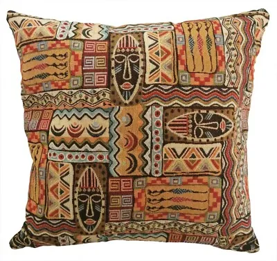 Kenya Cushion 17  Tapestry Traditional Tribal Mask African + FREE DOOR STOP • £13.95