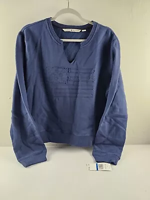 Tommy Hilfiger 2002 Ladies Women's Waist Length Sweatshirt V Neck Size XL Blue • $7.84