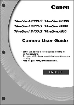 Canon Powershot A2300  A1300  A810 Digital Camera User Guide  Manual • $9.95