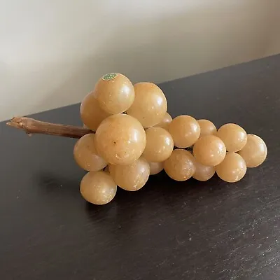 9  Italian Vintage MCM Carved Alabaster Grape Cluster Stone Marble Fruit W Stem • $75