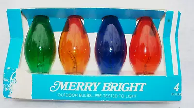 MERRY BRIGHT C9 OUTDOOR LIGHTS - GE Pack Of 4 Bulbs - Vintage Christmas • $5.50