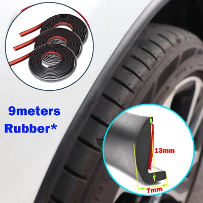 Universal 9M Meters Fender Flare Rubber Trims Seals Fenders Wheel Arch Durable • $43.99