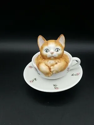 Mann MCMLXXXII Musical Cat In Teacup Figurine ... Memory... • $17.50